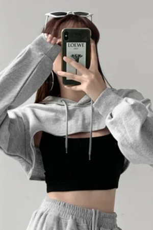 Hoodies Womens Spring Hot Sexy Ladies Loose Leisure Fit European Style Trendy Solid New Chic All-match Simple Soft Daily Design 2