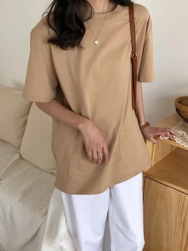 Alien Kitty 2023 New Summer T Shirt Women Soft Free Loose Hot Sale Solid Fresh Casual Natural Short Basic Shirts 9 Colors 4