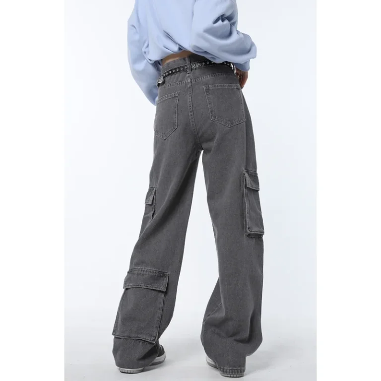 Vintage Grey High Waist Women Jeans Straight Baggy Denim Pants Stars American Fashion Streetwear Wide Leg Jean Female Trouser 6