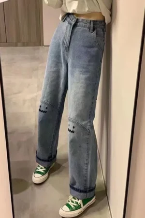 Feynzz Fashion Ladies Jeans Personality Letter Jeans Hip Hop Tide Street Trend Ruffian Handsome Trousers 2
