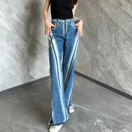 Luxury Brand Women's Jean Zipper Mid-waist Pocket Design Casual High Street Denim 2023 New Fashion Retro Style Trousers 1