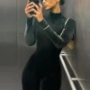 Dulzura Autumn Velvet Sexy Y2K Clothes Long Sleeve O-Neck Bodycon Skinny Zipper Jumpsuit Women Sporty Streetwear Romper Outfits 3