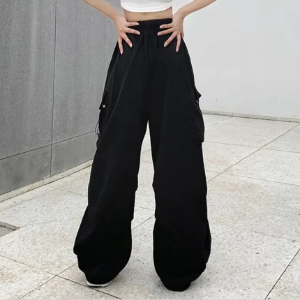 Women Pants Casual Low Waist Drawstring Sweatpant Solid Drawstring Parachute Trousers Oversized Pants Jogger Women'S Pants 2