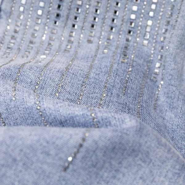 Vertical Lines Rhinestones Jeans Woman High Waist Pencil Pants Mujer Ankle Length Denim Fashion Stripe Jeans Woman Autumn 6