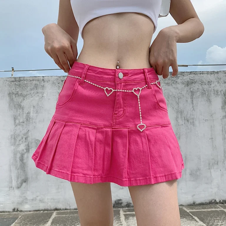 Harajuku Punk Y2K Denim Mini Pleated Skirt Ladies Summer High Waist Jeans Shorts Skirts Women Ruffles Fashion Korean 4