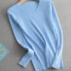Ezsskj basic v-neck solid autumn winter Sweater Pullover Women Female Knitted sweater slim long sleeve badycon sweater cheap 3