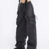 Zoki Streetwear Harajuku Cargo Pants Women Korean Fashion Oversize Bf Casual Trousers Hip Hop Pockets Female Wide Leg Pants New 6