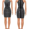 iDress Ins Internet Celebrity Club Dress Sequined Diamond Halter Neck Sleeveless Dress Sexy Birthday Party Mini Dress Vestidos 5