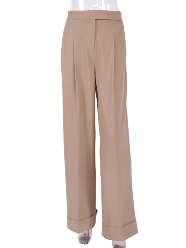 Mnealways18 Spring Summer Black Ladies Office Trousers Womens High Waist Pants Pockets Female Pleated Wide Legs Pants Solid 2024 6