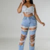 Ripped Vintage Distressed Denim Jeans 2