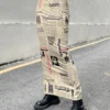 Darlingaga Vintage Newspaper Letter Print High Waist Long Skirt Women Distressed Harajuku Slim Pencil Skirts Aesthetic Y2K Chic 3