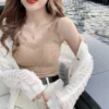 Summer Top Women Sleeveless Lace Tank Top Sexy Women's T-shirt Vest Bra Female Vest Tops White Black Underwear Women Lingerie 5
