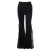 Halloween Cosplay Disco 70s 60s Theme Party Sexy Gothic Lace Flare Pants Lace Up Patchwork Slim Trousers Bandage Bellbottoms 3