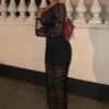 Articat Mesh See Through Women Dress Sexy 3 Piece Set Elegant Fashion Female Clothing Casual Slim Camisole Black Bodycon Skirts 3