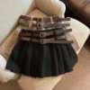 Spring Autumn Girls Pleated Skirt Baby Kids Skort Children Fashion Bottoms Check Plaid Solid Waist Belt 3-14 kids girls clothes 2