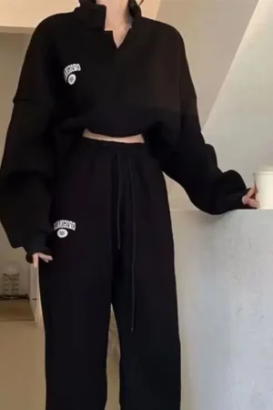 Women's Fashion Tracksuit 2024 New Autumn And Winter Loose Long Sleeved Top Pant 2 Two Pieces Sets For Woman Couture Sports Suit 2