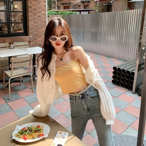 Unique Cool Knitted Top Coat Cardigan Sweater Female 2023 New Network Red Spring/Summer Long Sleeve Sweater Cardigan Female Tops 6