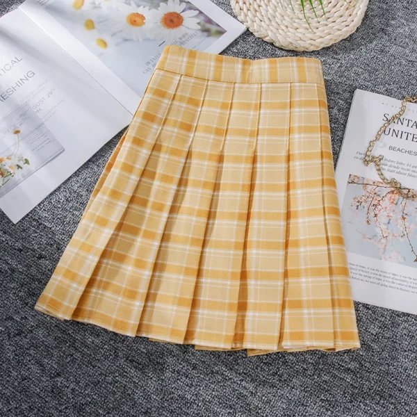 Women High Waist Plaid Mini Skirt With Inner Shorts Woman Short Pleated Skirts Kawaii Female Harajuku Chic Ladies Skirts 4