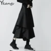 Japanese Gothic Irregular High-Waist Pleated Skirt Pants Women Black Harajuku Punk Cargo Skirt Summer Vintage Clothing Long Saia 1