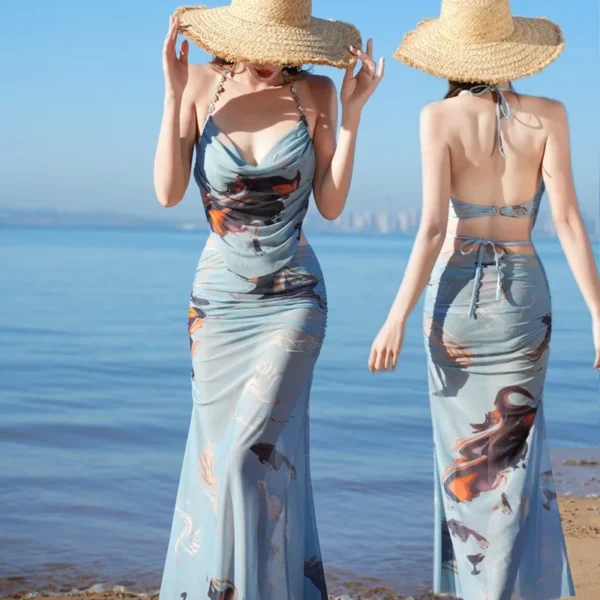 High-End Feeling Spa Swimsuit Women's Separate Bikini Set Korean Sexy Internet Celebrity Style Beach Vacation Swimwear