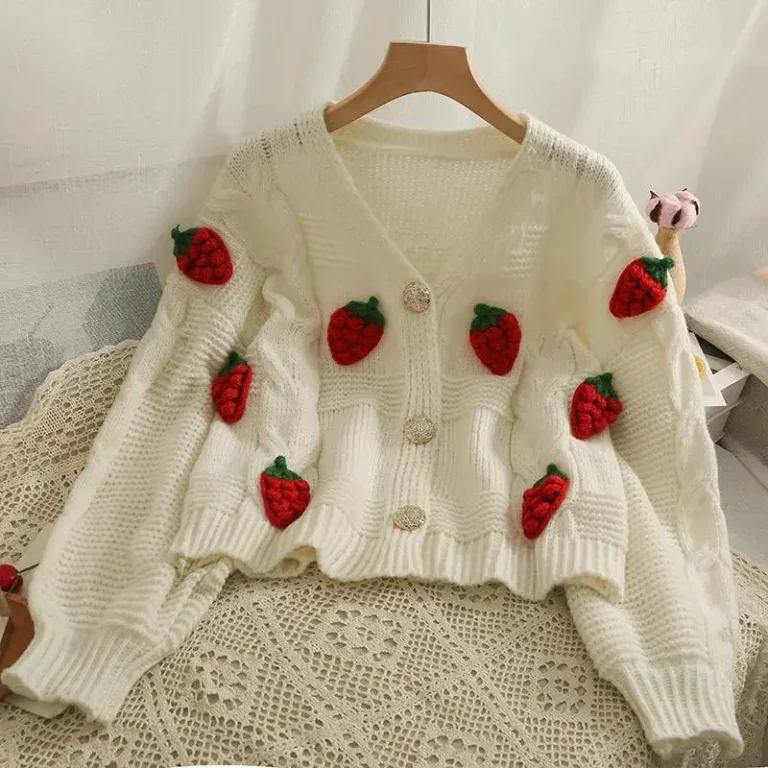 Strawberry Knitted Loose Warm Sweater 2