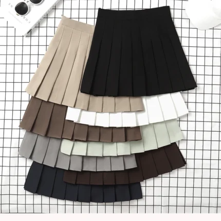 Brown Skirt Ladies 2022 Summer Clothes Women's High Waist Harajuku Korean Style Black Mini Pleated Skirt For School Girl Uniform 2