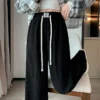 Wood Cotton Fleece Wide-Leg Pants Women 2023 Spring Autumn New High-Waisted Slimming Sports Casual Pants Loose Mopping Y2k Pants 5