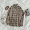 Vintage Plaid Shirts Women Autumn Long Sleeve Oversize Button Up Shirt Korean Fashion Casual Fall Outwear Tops Blusas Mujer 2021 5