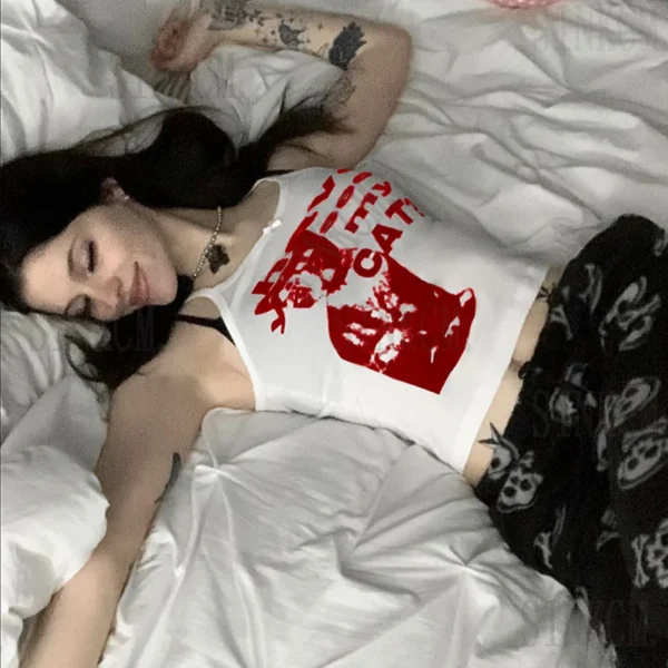Y2k Clothes Vintage Sleeveless Tank Top 2022 Summer Print Personality Bright Color Sleeveless Aesthetic Harajuku Streetwear Slim 3