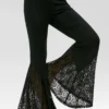 Halloween Cosplay Disco 70s 60s Theme Party Sexy Gothic Lace Flare Pants Lace Up Patchwork Slim Trousers Bandage Bellbottoms 5