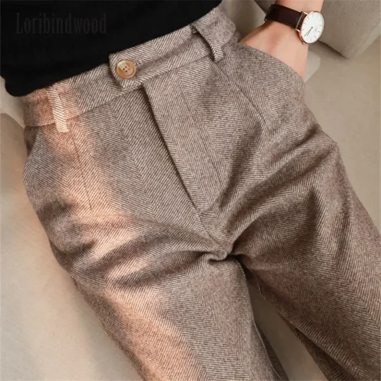 Woolen Pants Women's Harem Pencil Pants 2023 Autumn Winter High Waisted Casual Suit Pants Office Lady Women Trousers 1