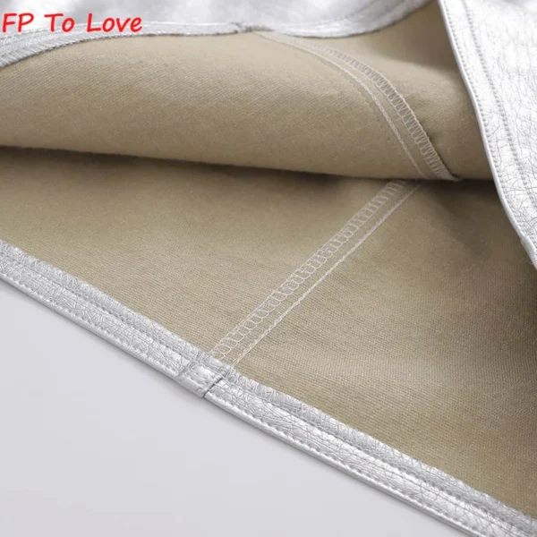 FP To Love French Silver PU Mini Skirts Metallic Sexy High Waist Hip Skirt Chic Retro Short A-Line Metal 5