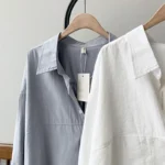 BGTEEVER Minimalist Loose White Shirts for Women Turn-down Collar Solid Female Shirts Tops 2020 Spring Summer Blouses 5