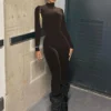 Dulzura Autumn Velvet Sexy Y2K Clothes Long Sleeve O-Neck Bodycon Skinny Zipper Jumpsuit Women Sporty Streetwear Romper Outfits 4