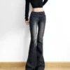 Rockmore Vintage Skinny Flare Jeans Pant Low Rise y2k Aesthetic Fashion Streetwear Denim Trouser femme Boot Cut Pants Grunge 4