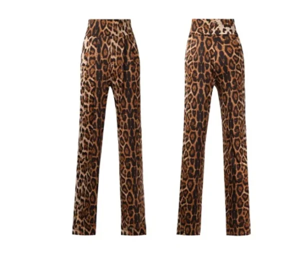 New Latin Dance Pants Women High Waist Wide Leg Black/Leopard Latin Practice Trousers Cha Cha Ballroom Dance Clothes Rumba Pants 6
