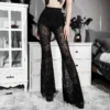 Dark Goth Subculture Black Lace Flares See-through High-waisted Design Pants Spicy Girl Hotsweet Sexy 3