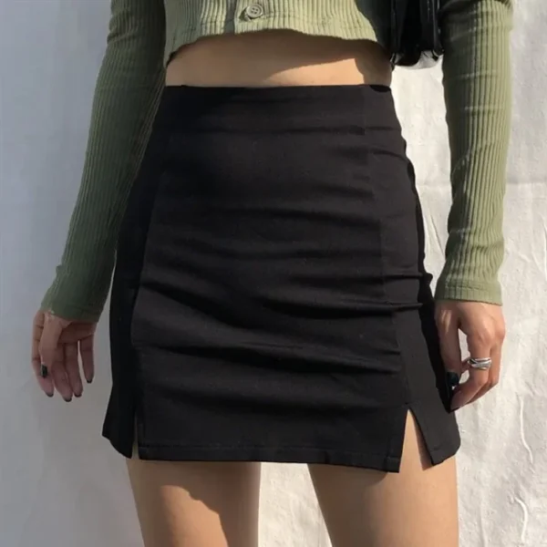 Skirts Women Black Split Office Ladies   High Waist Elegant Slim Mini Skirt Student Trendy Simple 3