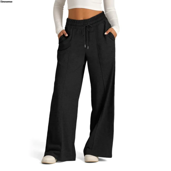 Womens Wide Leg Sweatpants High Waisted Baggy Flared Pants Drawstring Athletic Joggers Casual Daily Wear Loose Yoga Sports Pants 2