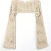 Women Crochet Knit Hollow Out Crop Top Long Sleeve Shrug Sweater Mesh Cover Ups Cardigan Streetwear Pullover Women Clothes Y2k