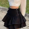 AltGoth Streetwear Mall Goth Skirt Women Harajuku Y2k E-girl High Waist Bandage Mini Skirt Dark Gothic Punk Emo Alt Club Wear