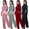 Spring Velour Women Sport Suit Tracksuit Hooded Jacket Sweater+pant Running Jogger Fitness Workout Casual Training Set Sweatsuit 2