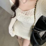2022 Autumn Elegant Knitted Dress Women Long Sleeve Lace Short Party Dress Korea Fashion Slim Sexy Y2k Mini Dress Female Vintage