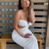Cryptographic 2024 Summer Spaghetti Strap Halter Sexy Backless Maxi Dress Elegant Bandage Sleeveless Club Party Dresses Bodycon 5
