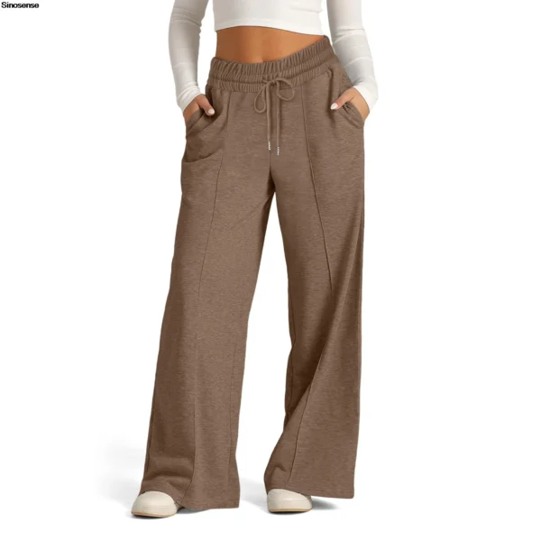 Womens Wide Leg Sweatpants High Waisted Baggy Flared Pants Drawstring Athletic Joggers Casual Daily Wear Loose Yoga Sports Pants 3