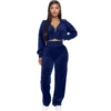 Spring Velour Women Sport Suit Tracksuit Hooded Jacket Sweater+pant Running Jogger Fitness Workout Casual Training Set Sweatsuit 3