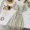 Summer Fairy Dress Women French Style Vintage Retro Chiffon Dress Puff Sleeve Casual Elegant Floral Print Dress Women 2024 New 3