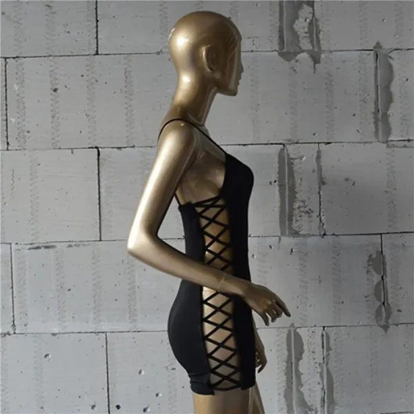 Women Dress Sexy Deep V Neck Summer Dress Hollow Out Pleated Bandage Mini Dress Casual Dress Vestidos Sexy Party Mini Dress 2021 3