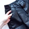 QOERLIN S-4XL Fashion PU Leather Shorts Women's Autumn Winter Bermuda Elastic Waist Loose Five Points Leather Trousers Shorts 2