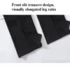 Women Black Front Slit Pants Chic Fashion Office Lady Long Straight Trousers Elastic High Waist Pencil Loose Trousers Jumpsuits 5